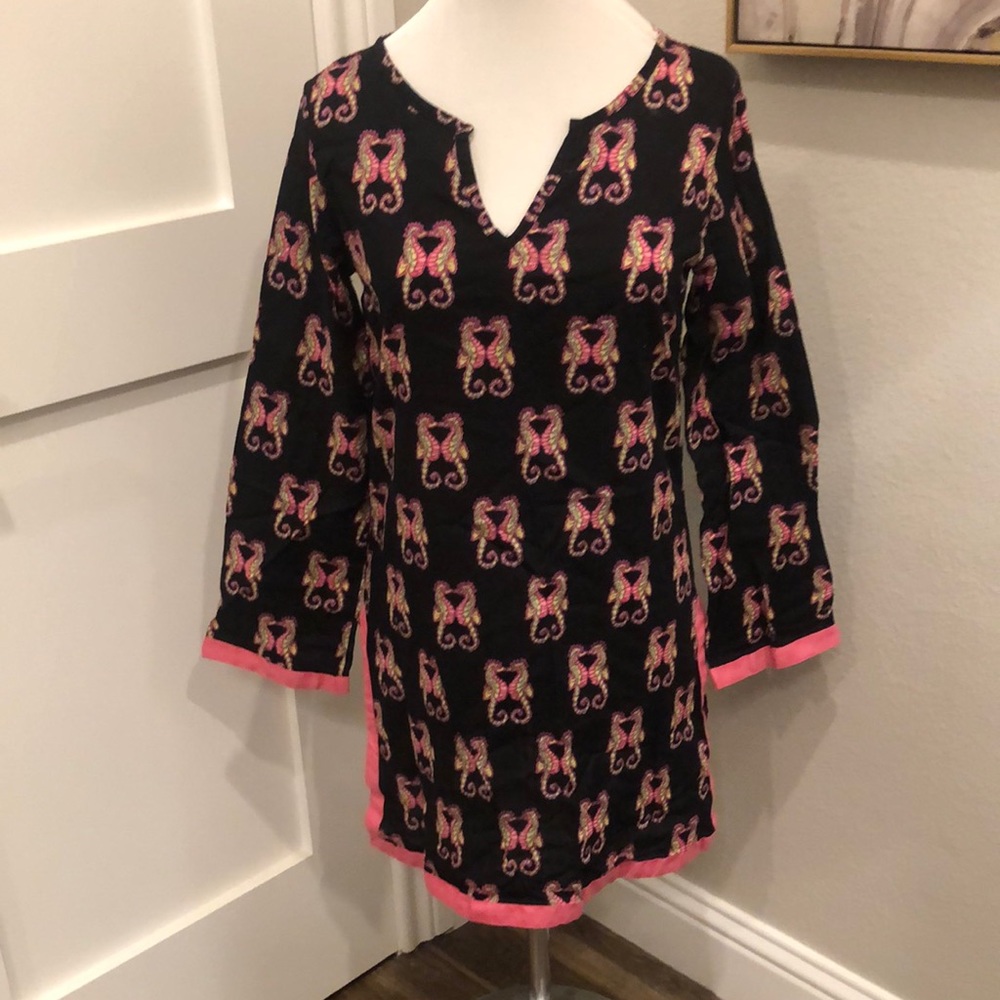 Nilla Shields Black/Pink tunic swimsuit coverup XS